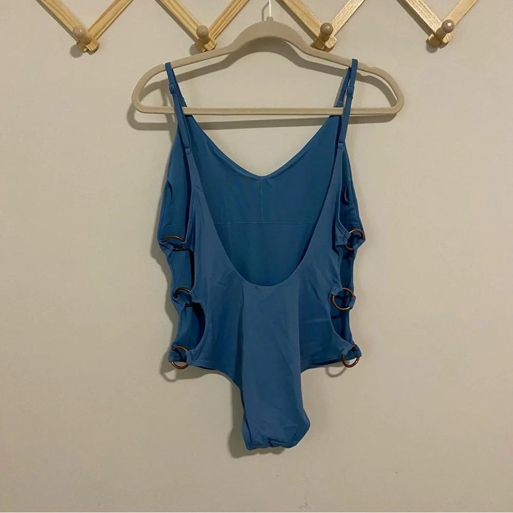 Aerie Powder Blue Side Cutout One Piece Swimsuit size Large